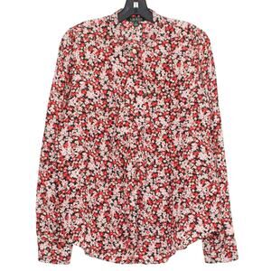 Lauren Ralph Lauren Top Boho Cottage Romantic Feminine Button Up Floral Red XL